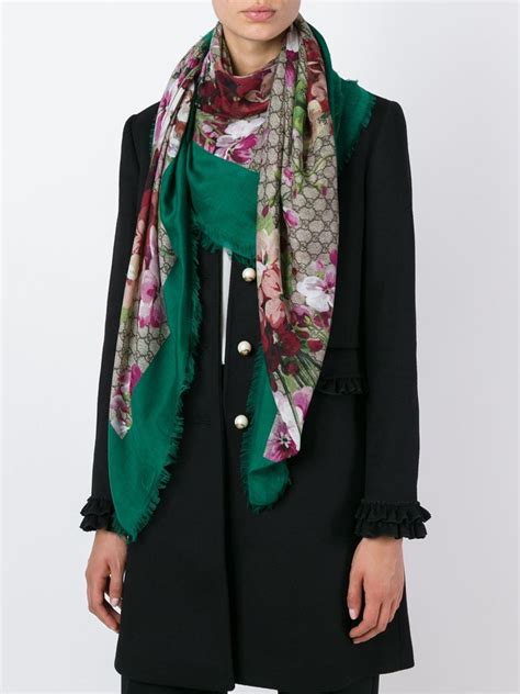 gucci bloom scarf|gucci scarf with fur trim.